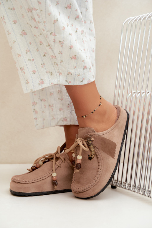 dames slippers Mule met bont zandkleurig Melia