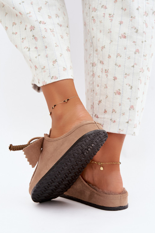 dames slippers Mule met bont zandkleurig Melia