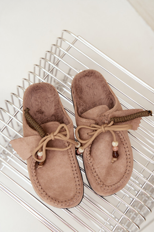 dames slippers Mule met bont zandkleurig Melia