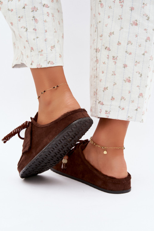 dames slippers Mule met bont chocoladekleurig Melia