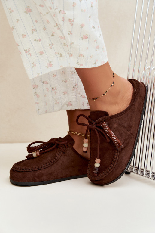dames slippers Mule met bont chocoladekleurig Melia