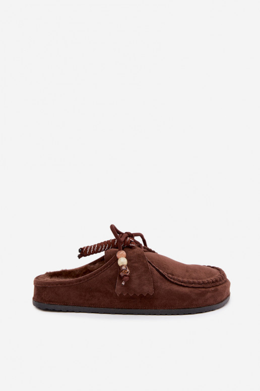 dames slippers Mule met bont chocoladekleurig Melia