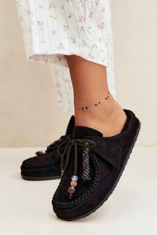 dames slippers Mule met bont zwart Melia