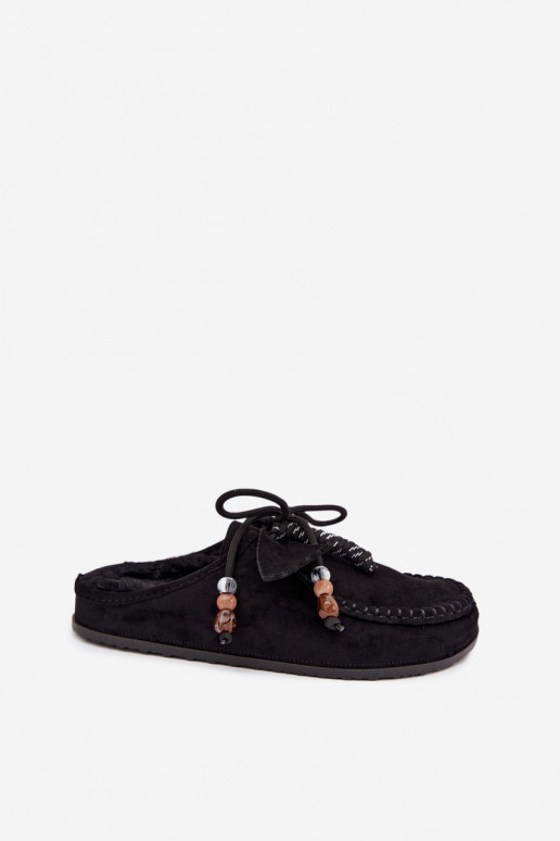 dames slippers Mule met bont zwart Melia