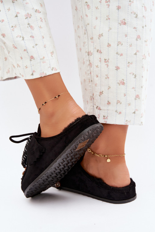 dames slippers Mule met bont zwart Melia