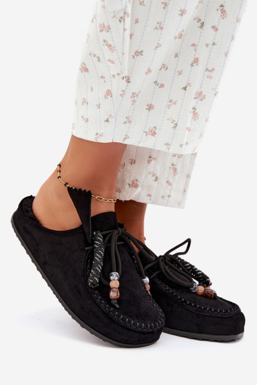 dames slippers Mule met bont zwart Melia