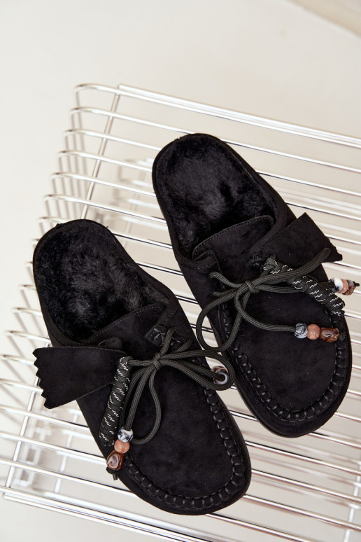 dames slippers Mule met bont zwart Melia