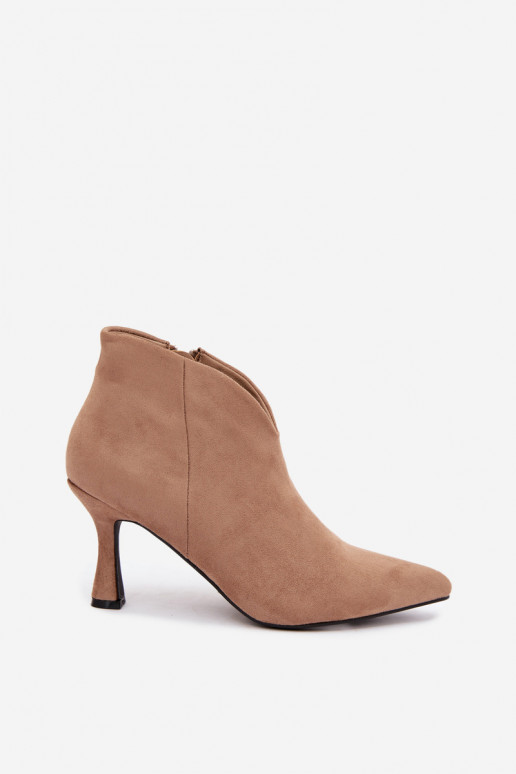 Bottines pour femmes sur talon fin avec bout pointu couleur sable Bessia