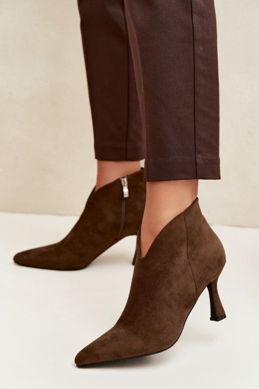 Bottines pour femmes sur talon fin avec bout pointu couleur kaki Bessia