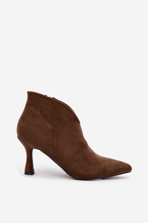 Bottines pour femmes sur talon fin avec bout pointu couleur kaki Bessia