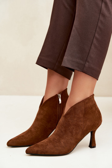 Bottines pour femmes sur talon fin avec bout pointu couleur marron Bessia