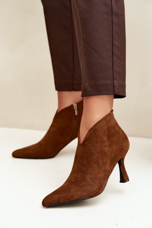 Bottines pour femmes sur talon fin avec bout pointu couleur marron Bessia