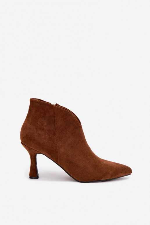 Bottines pour femmes sur talon fin avec bout pointu couleur marron Bessia