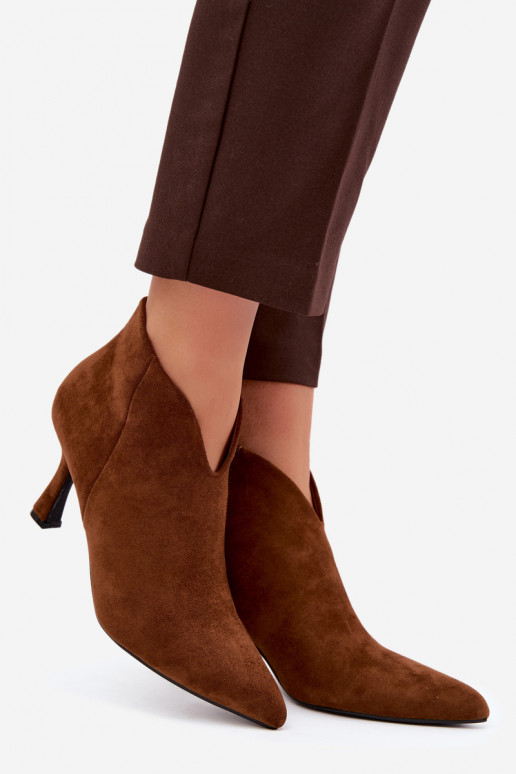 Bottines pour femmes sur talon fin avec bout pointu couleur marron Bessia