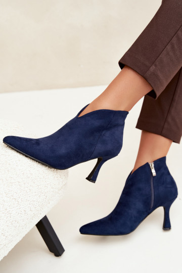 Bottines pour femmes sur talon fin avec bout pointu couleur bleu foncé Bessia