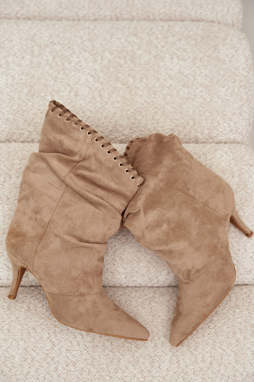 Bottines froncées avec talons fins couleur sable Herella