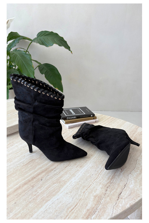Falten ankle boots mit dünnen Absätzen in schwarzer Herella