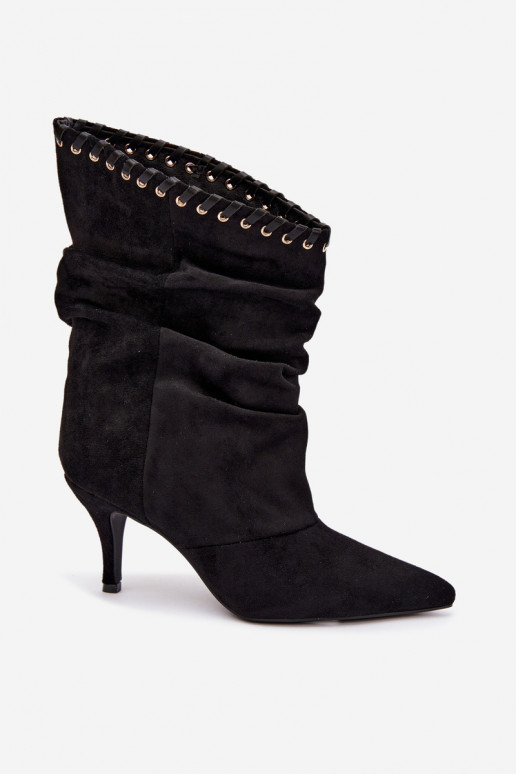 Falten ankle boots mit dünnen Absätzen in schwarzer Herella