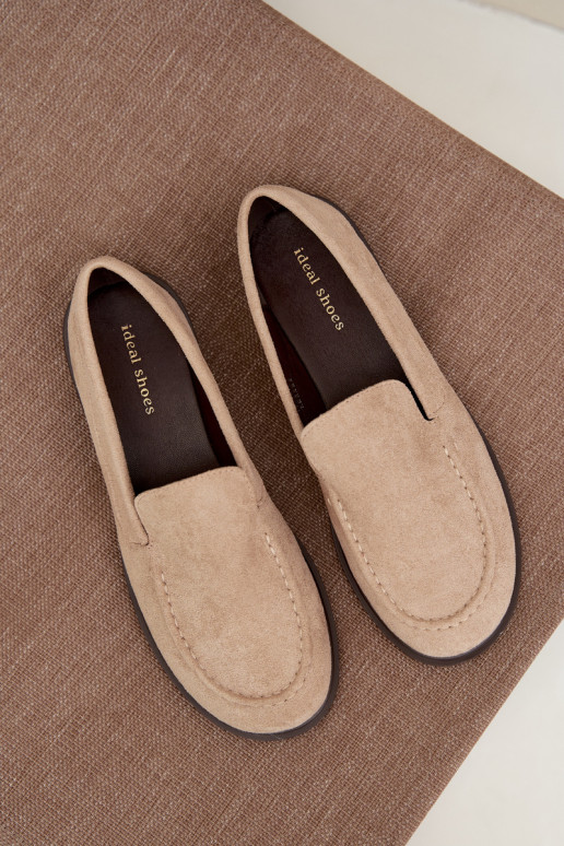 Dames mocassins van faux suede, zandkleur Laisie