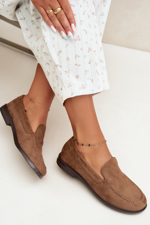 Dames mocassins van faux suede, bruin Laisie