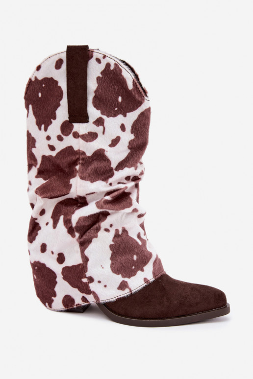 Bottines style cowboy avec tige incurvée et talons couleur marron Havie