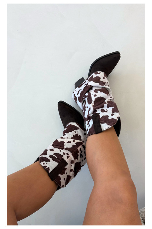 Bottines style cowboy avec tige incurvée et talons couleur marron Havie