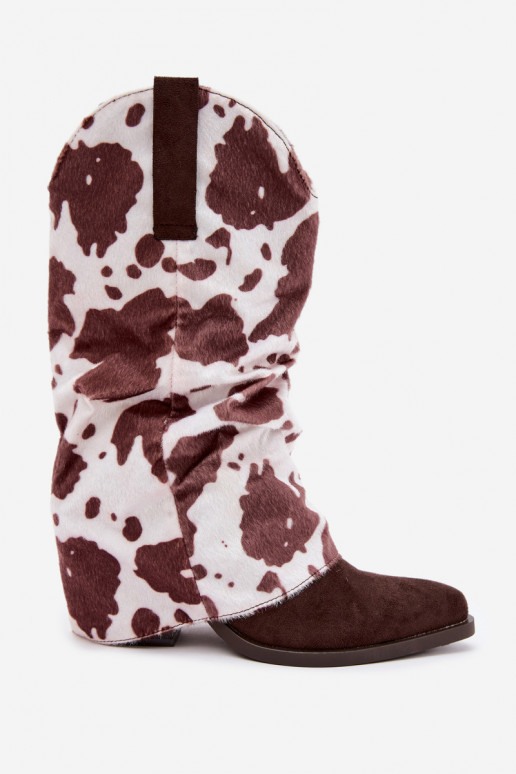 Bottines style cowboy avec tige incurvée et talons couleur marron Havie