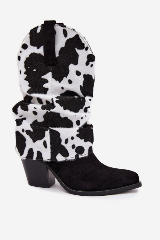Bottines style cowboy avec tige incurvée et talons couleur noire Havie