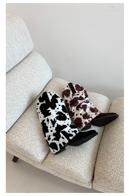 Bottines style cowboy avec tige incurvée et talons couleur noire Havie