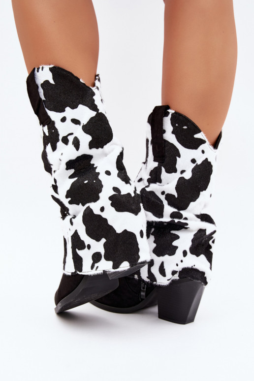 Bottines style cowboy avec tige incurvée et talons couleur noire Havie