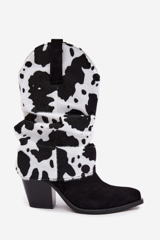Bottines style cowboy avec tige incurvée et talons couleur noire Havie