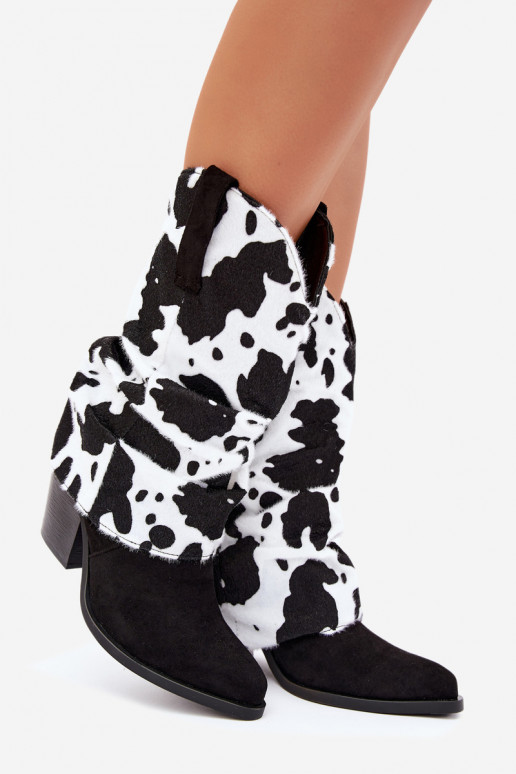 Bottines style cowboy avec tige incurvée et talons couleur noire Havie