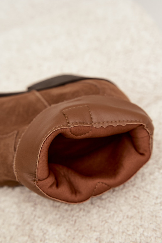 Braune Wildleder-Cowboystiefel mit Isolierung und Absätzen Pelsa