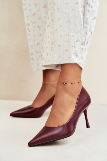 Escarpins classiques en cuir synthétique, couleur bordeaux Nesha 2