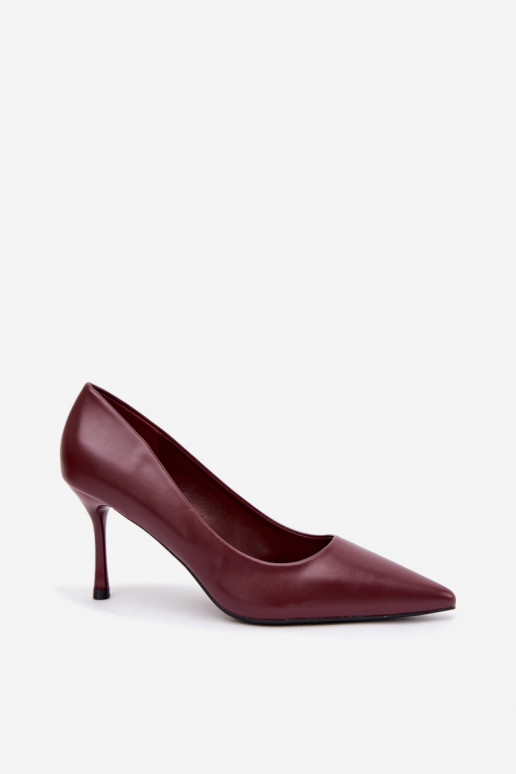 Escarpins classiques en cuir synthétique, couleur bordeaux Nesha