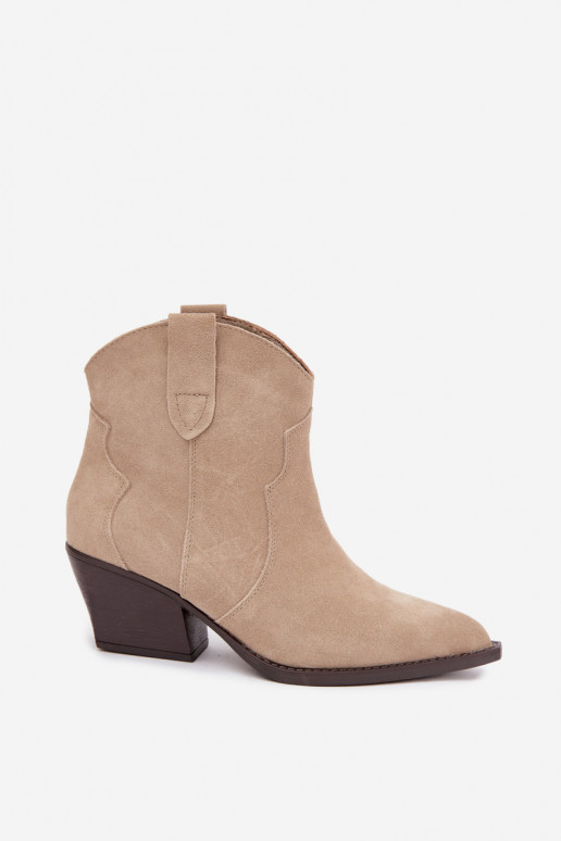 Bottines style cowboy à enfiler en daim synthétique couleur ivoire Beretta