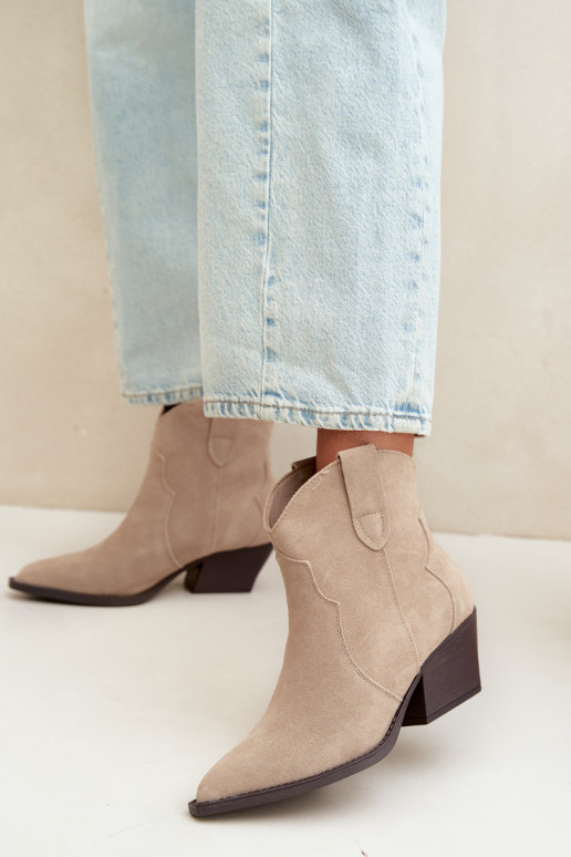 Instap cowboy-stijl enkellaarsjes van faux suede in ivoorkleur Beretta