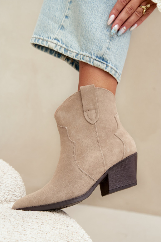 Instap cowboy-stijl enkellaarsjes van faux suede in ivoorkleur Beretta