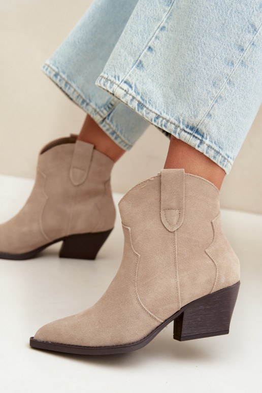 Bottines style cowboy à enfiler en daim synthétique couleur ivoire Beretta