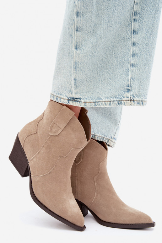 Instap cowboy-stijl enkellaarsjes van faux suede in ivoorkleur Beretta