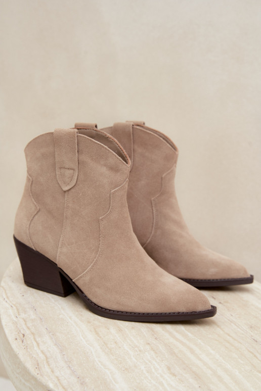 Bottines style cowboy à enfiler en daim synthétique couleur ivoire Beretta