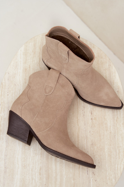 Bottines style cowboy à enfiler en daim synthétique couleur ivoire Beretta