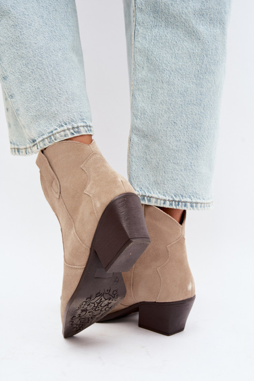 Bottines style cowboy à enfiler en daim synthétique couleur ivoire Beretta