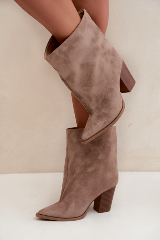 Damen Stiefeletten mit spitzem Zehen in chaki Farbe Hileta
