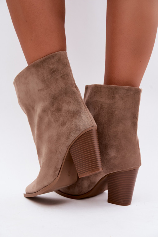 Damen Stiefeletten mit spitzem Zehen in chaki Farbe Hileta