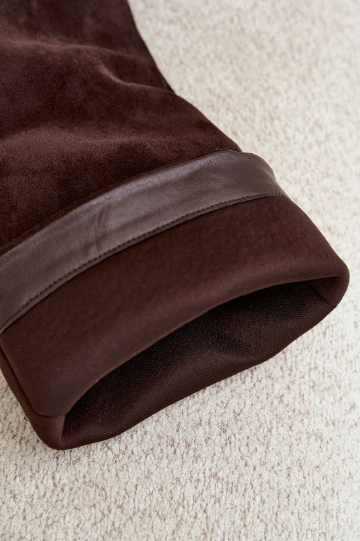 Damen kniehohe Stiefel zum Hineinschlüpfen aus Kunstveloursleder in schokoladenfarbener Farbe Carmina