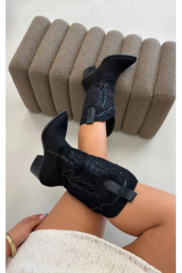 Bottes hautes de style cowboy en noir Betina