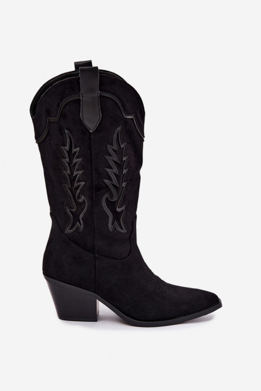 Bottes hautes de style cowboy en noir Betina