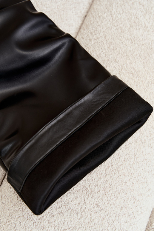 Bottes longues femmes à talon de style slip-on en cuir synthétique noir Anica