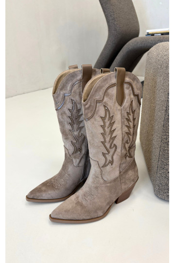Kniehoge cowboylaarzen v khaki Betina 2